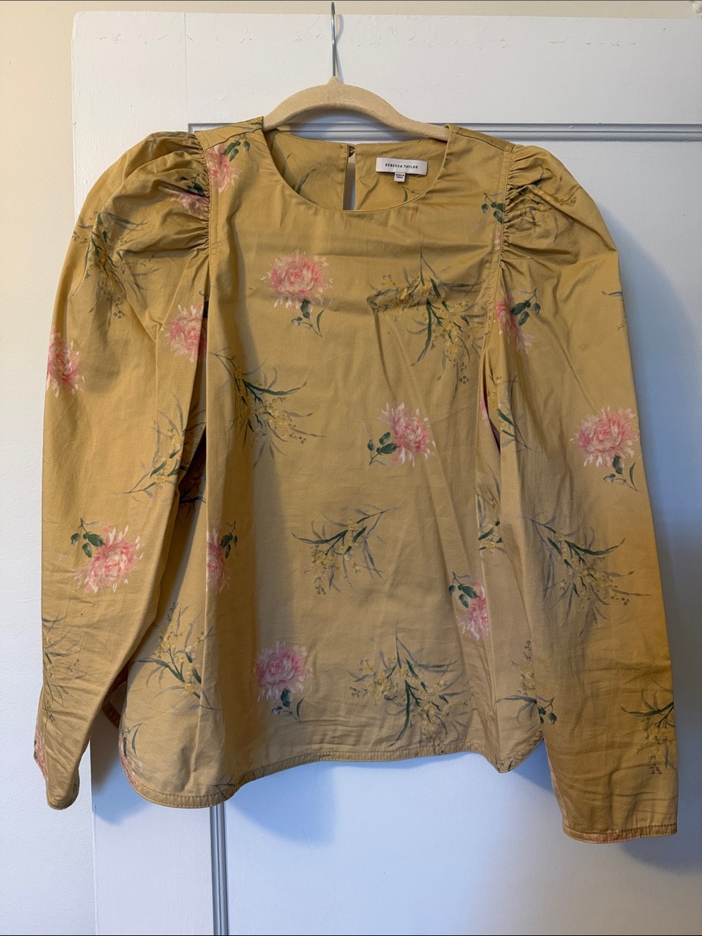 Rebecca Taylor Sylvie Fleur Puff Sleeve Top